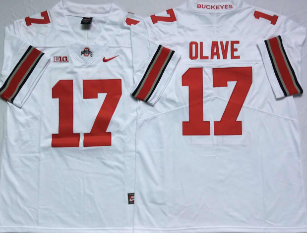 Men's Ohio State Buckeyes Chris Olave #17 White Jersey